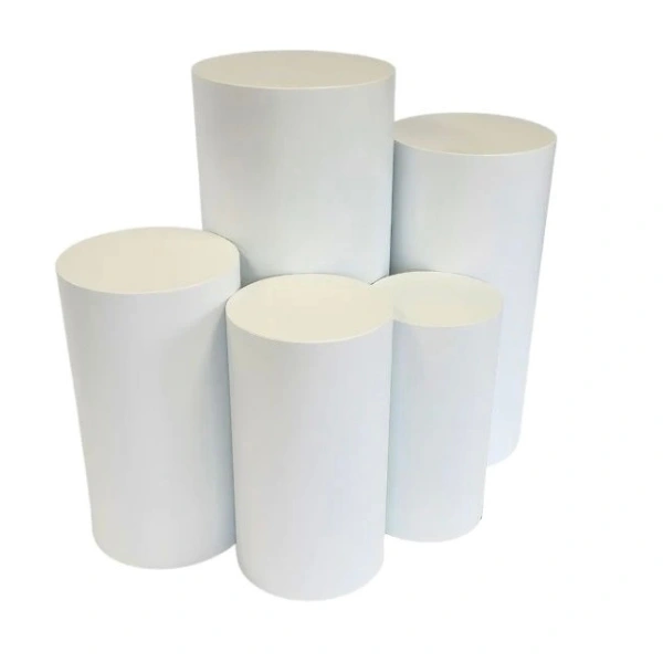 White Cylinder Display Stand Set