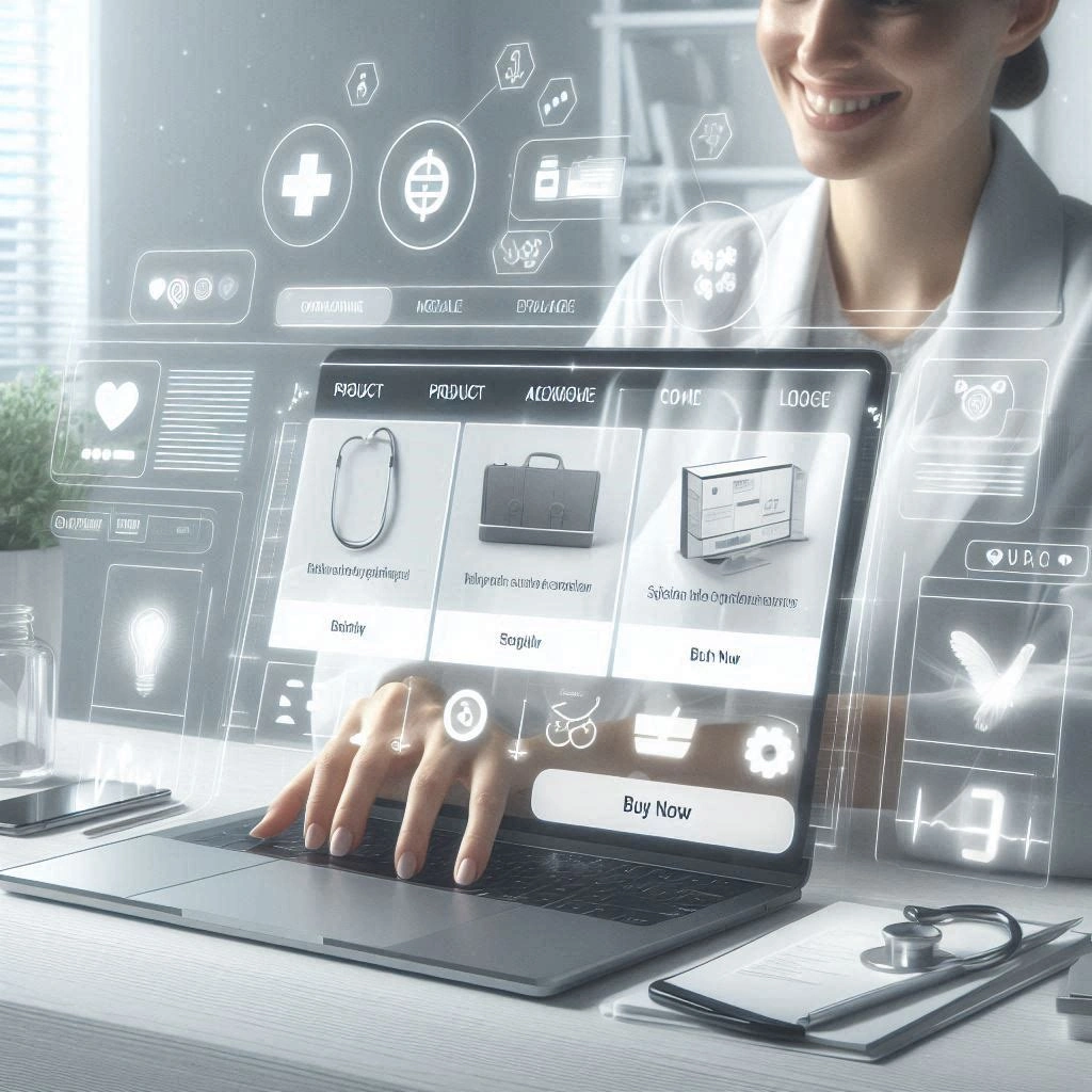 Customer purchasing medical equipment online via WEDO platform