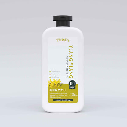 Ylang Ylang Body Wash - A soothing, hydrating, and skin-balancing body wash that gently cleanses, calms irritation, and nourishes skin powered by Ylang Ylang, Orange Extract, Olive Oil, Jojoba Oil, Glycerin, and Vitamin E