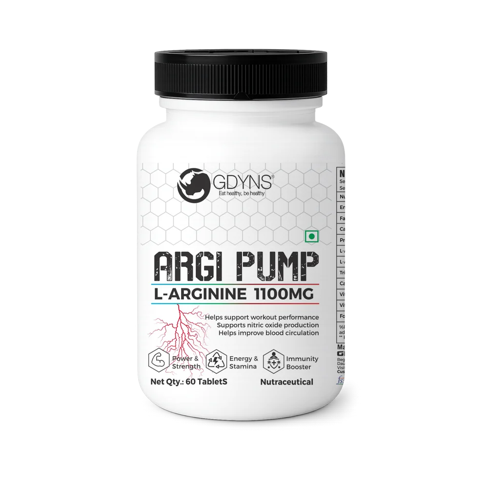 GDYNS Argi Pump Tablets | Nitric Oxide & Muscle Pump Support Formula | Enhances Blood Flow, Endurance, Strength & Workout Performance | Pre-Workout Performance Supplement