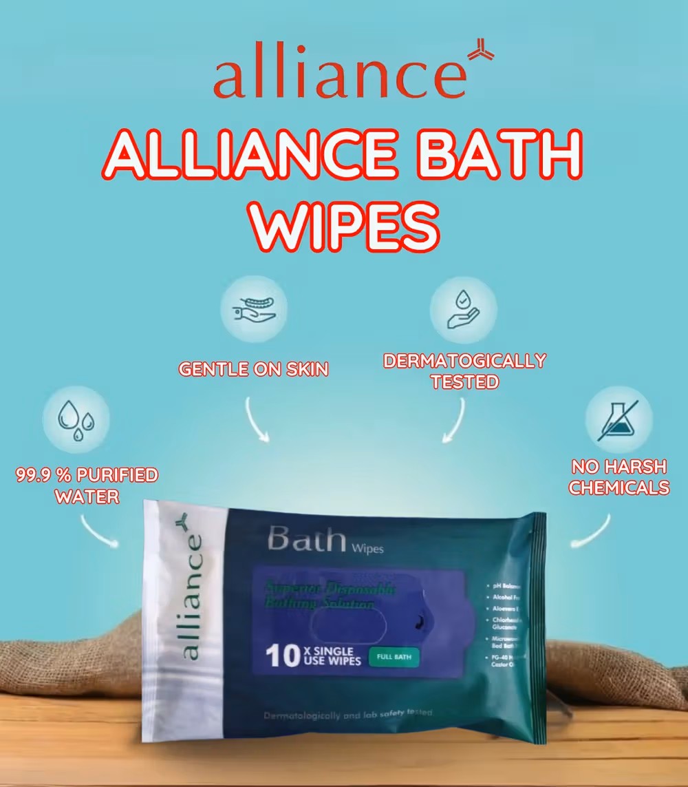 Alliance Bed Bath Towels / Wet Wipes Pack of 10