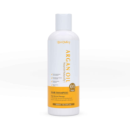Argan Oil Shampoo - A deeply nourishing repair shampoo that restores moisture, smoothens frizz, and strengthens damaged hair powered by Argan Oil, Ginseng, Onion Extract, and Shikakai