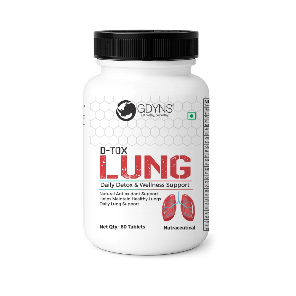 GDYNS D-Tox Lung Tablets | Advanced Lung Detox & Respiratory Support Formula | Antioxidant Protection for Healthy Lung Function & Breathing Wellness | 60 Tablets