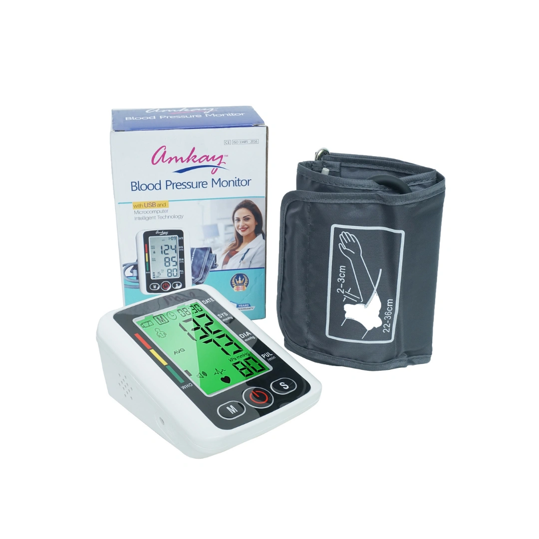 Amkay Digital Blood Pressure Monitor - Fully Automatic Upper Arm BP Machine with USB & Large Display