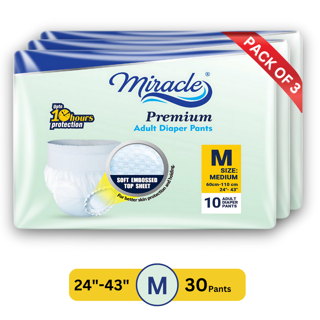 MIRACLE Premium Pants Style with Upto 10 hours Protection | Unisex | Waist Size | Adult Diaper