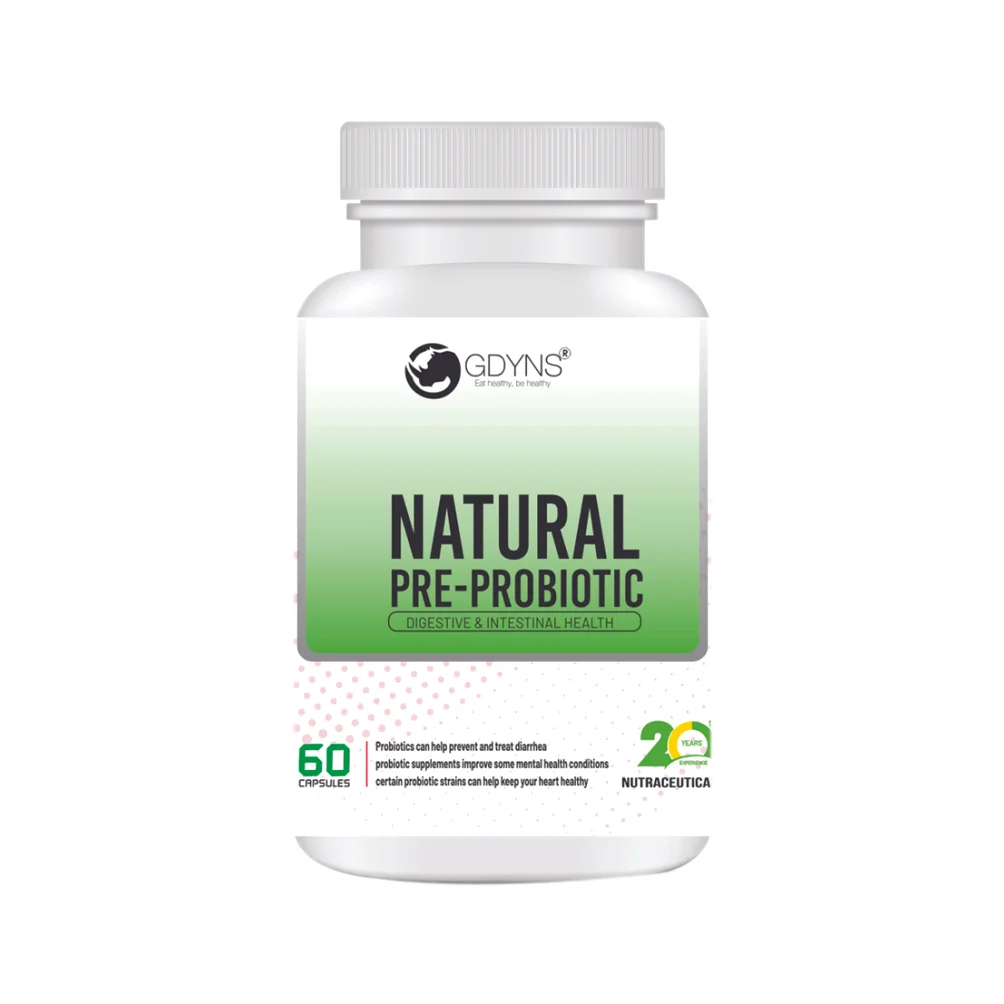 GDYNS Natural Pre & Probiotic Capsules | Advanced Gut Health & Digestive Support Formula | Supports Digestion, Immunity, Gut Microbiome & Nutrient Absorption | 60 Capsules