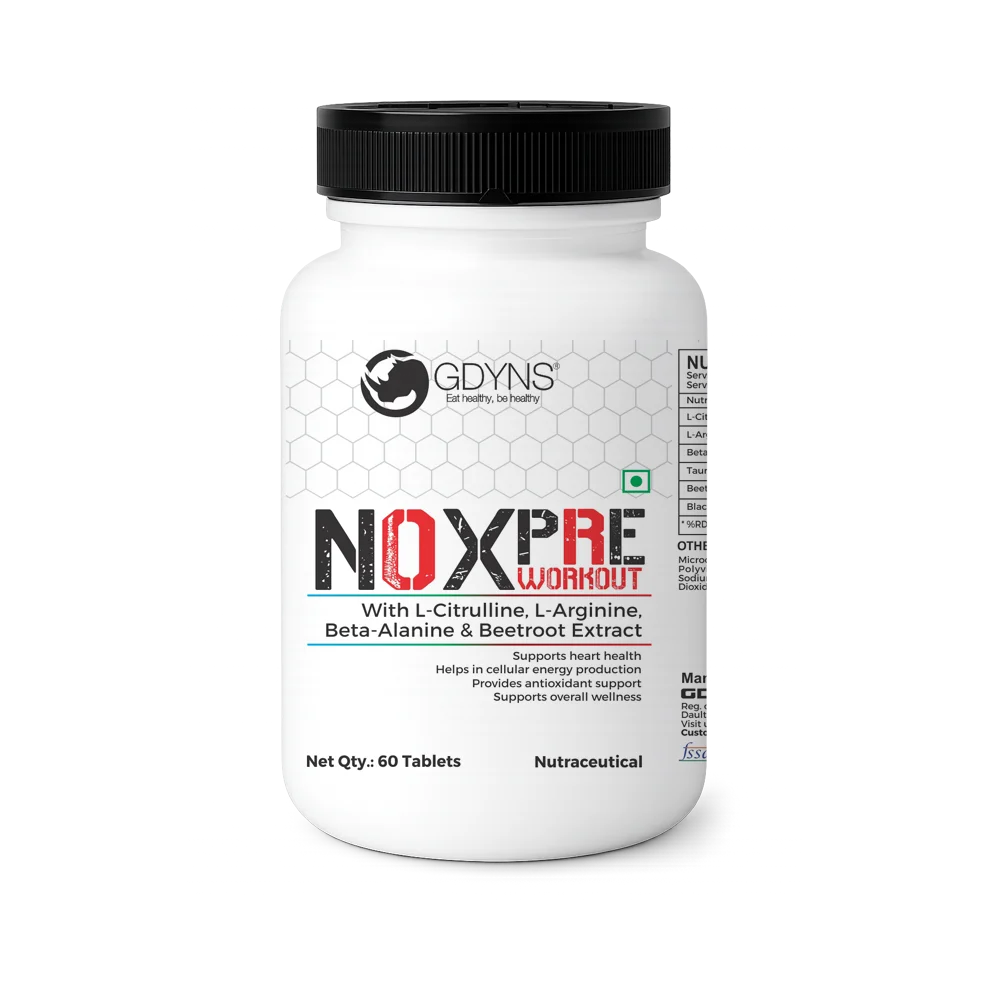 GDYNS NOX Pre-Workout Tablets | Energy, Focus & Endurance Support Formula | Pre-Training Performance Supplement for Strength, Stamina & Workout Intensity | 60 Tablets