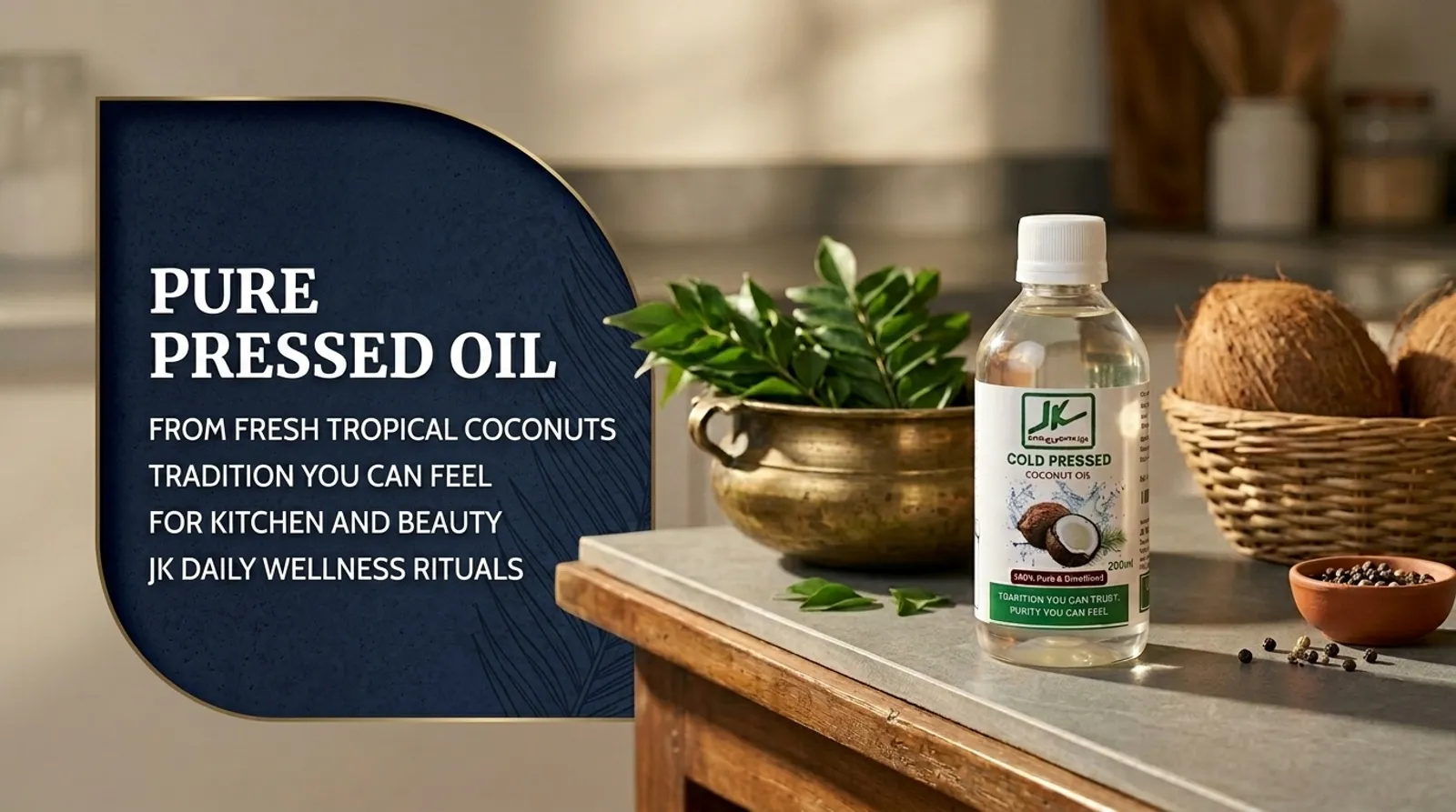 JK Coconut Oil for Cooking | Wood Pressed, Cold Pressed & Organic | 100% Pure & Natural