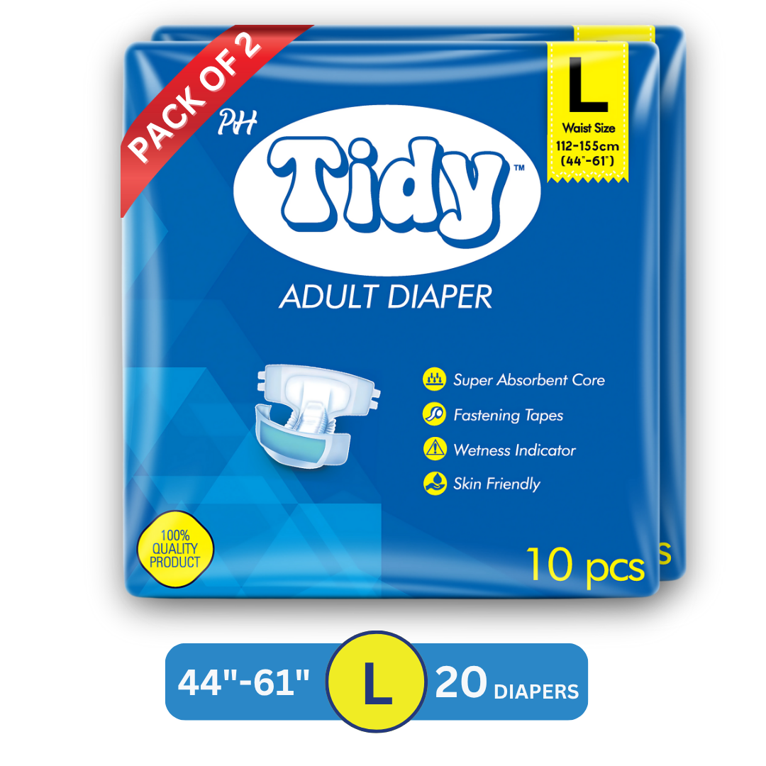 Tape Style Super Absorbent | Unisex | Waist Size (44-61 Inches) Adult Diaper - L