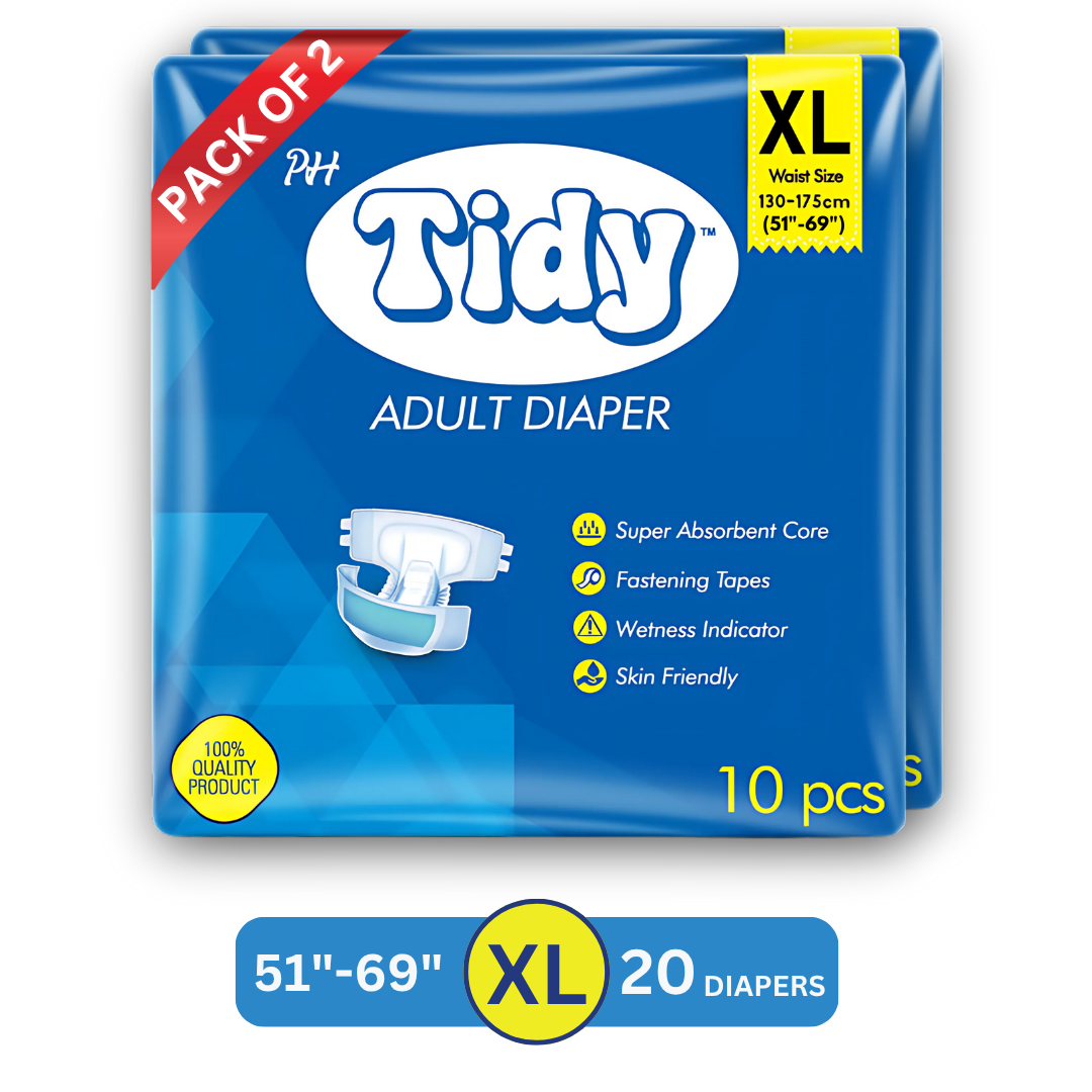 Tape Style Super Absorbent | Unisex | Waist Size (51-69 Inches) Adult Diaper - XL