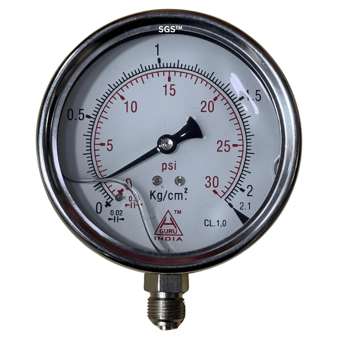 H Guru Glycerine Filled Pressure Gauge 4"