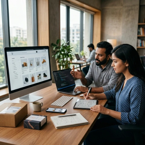 Online stores on Shopify, WooCommerce or custom platforms, with Indian payment gateways, shipping integrations and GST-ready invoicing. → Explore ecommerce development